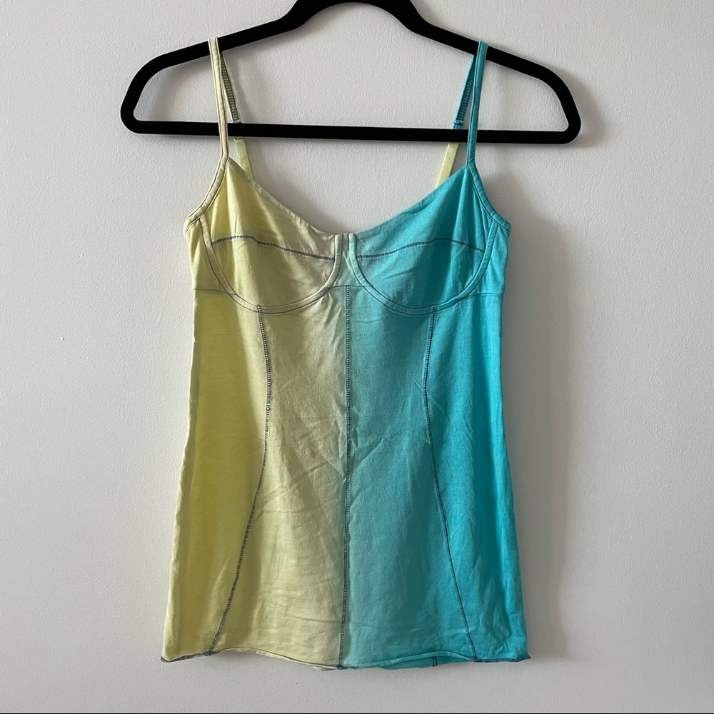 Wilfred Aritzia spaghetti strap bustier camisole tank top medium blue green
